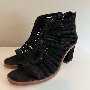 Black block heel sandals